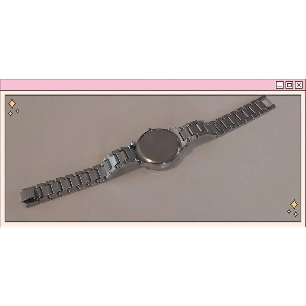 NWOT~Sparkling Bling Silver Crystal Studded Double Bezel Watch